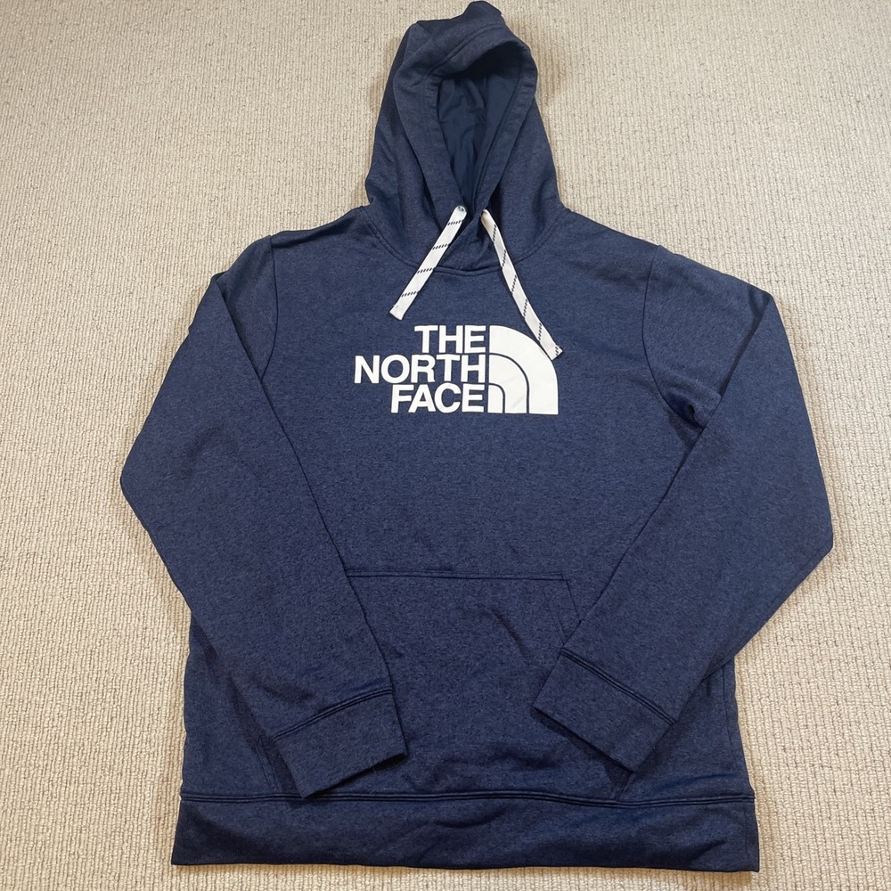 The North Face Sweatshirt Mens Large Fleece Drawstring Hoodie Blue